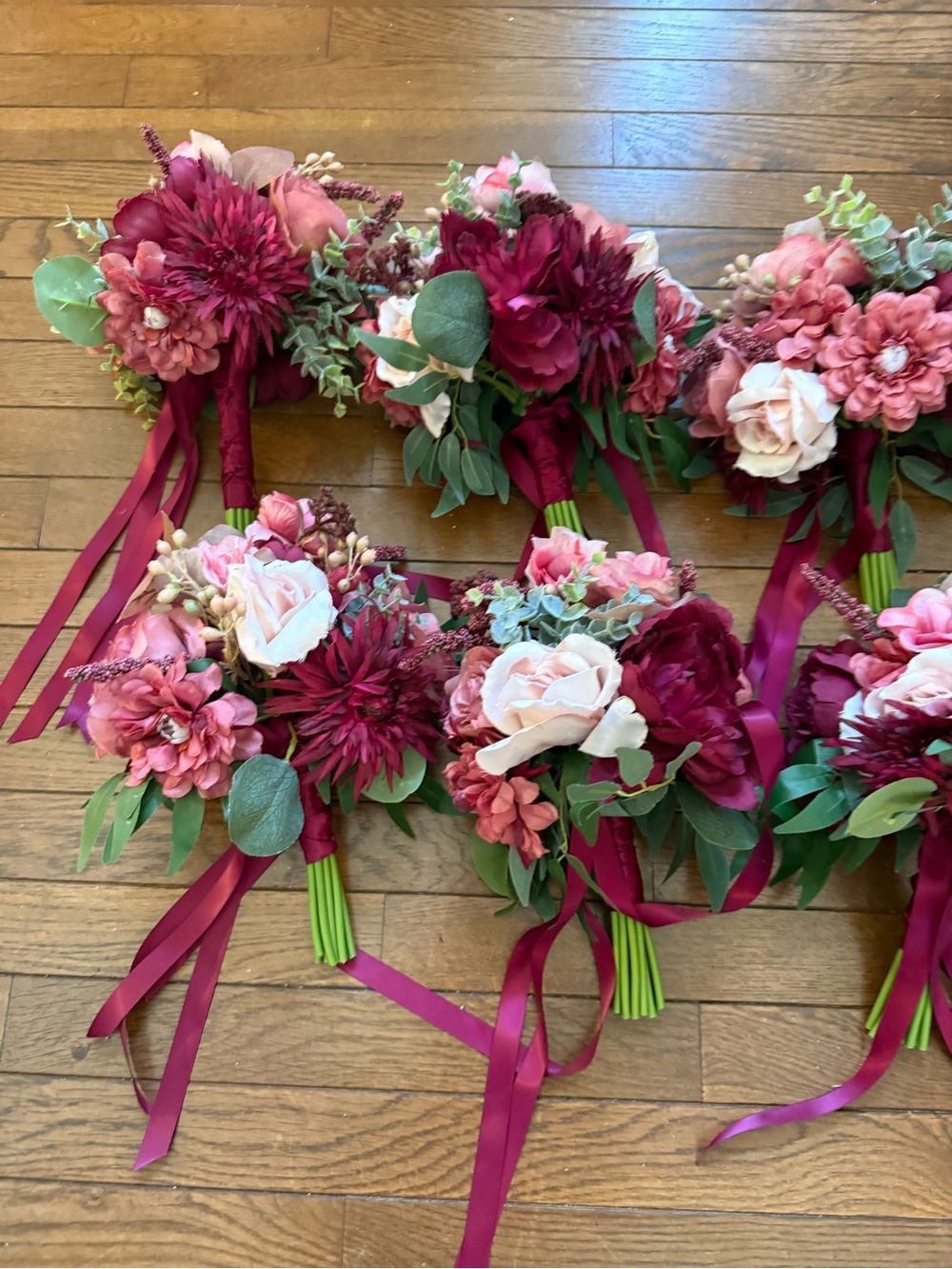 Faux Floral Bouquet — Burgundy  and Blush Wedding Posy